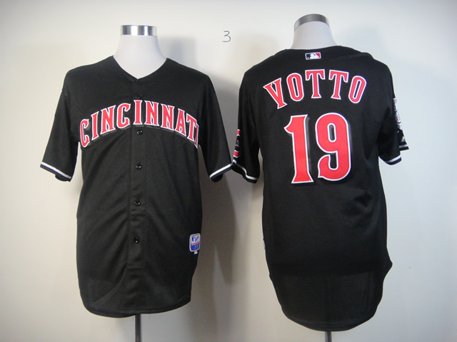 Men MLB Cincinnati Reds 19 Votto black Fashion jerseys